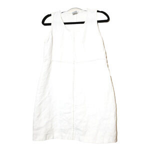 Vintage Johnny Was Womens Medium White Linen Dress Beachy Embroidery Side Button